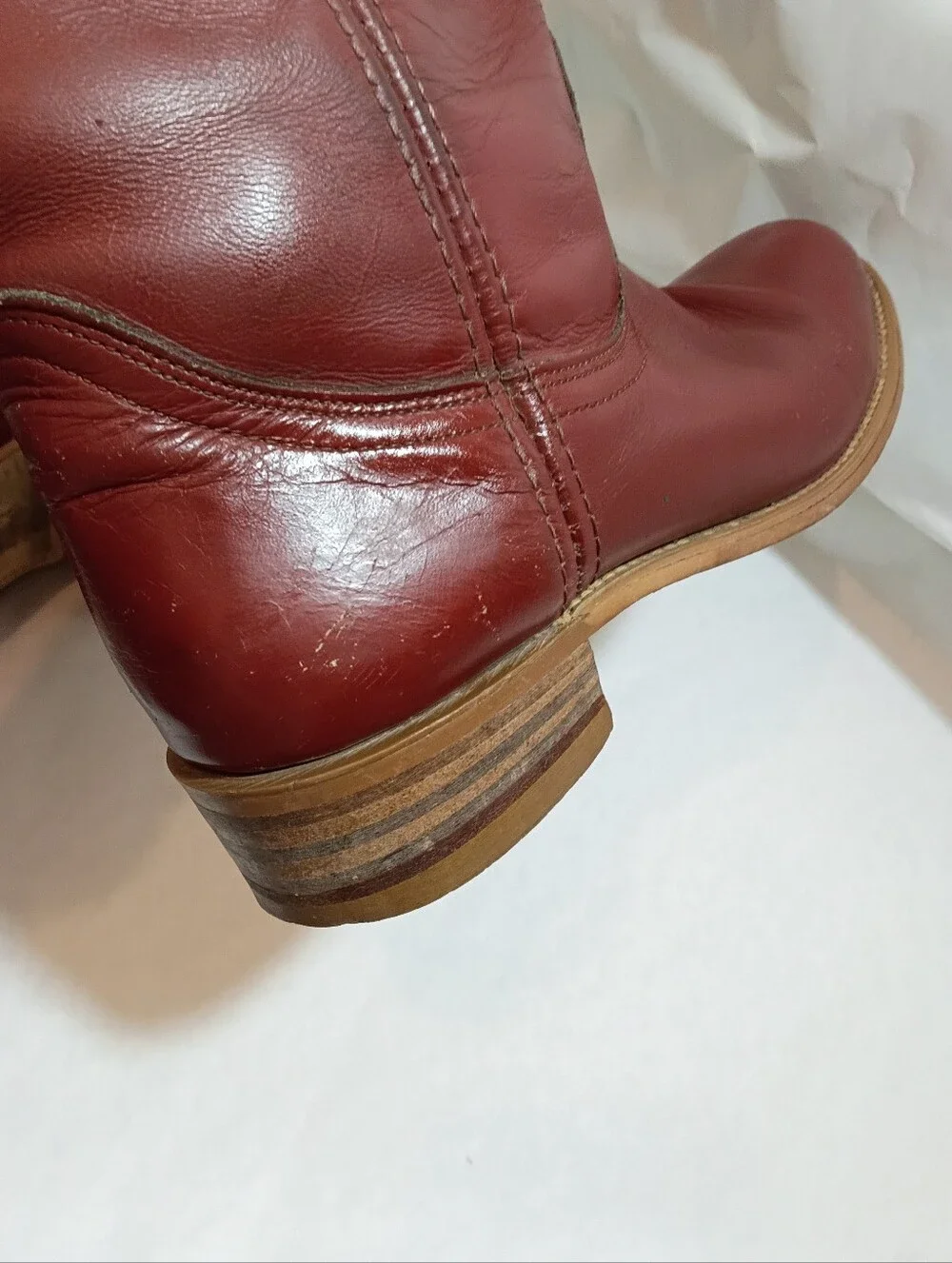 VTG Women's FRYE Campus Red Distressed Grail  60's Or  70's  Size 7B Read